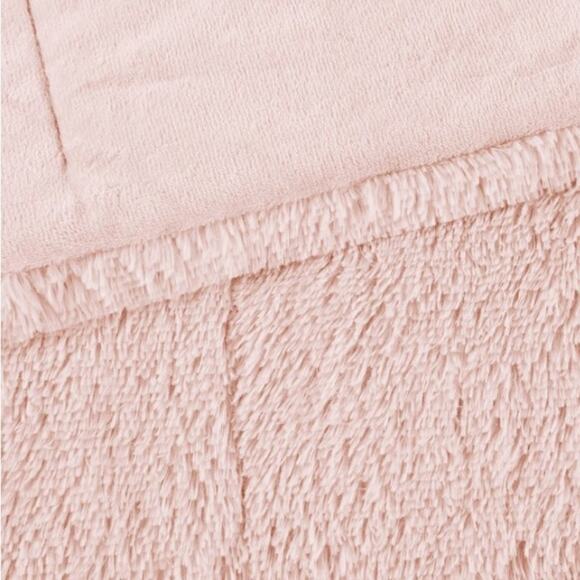 Intelligent Design Leena Shaggy Long Fur Comforter Mini Set Blush Full/Queen NIP - Picture 2 of 8